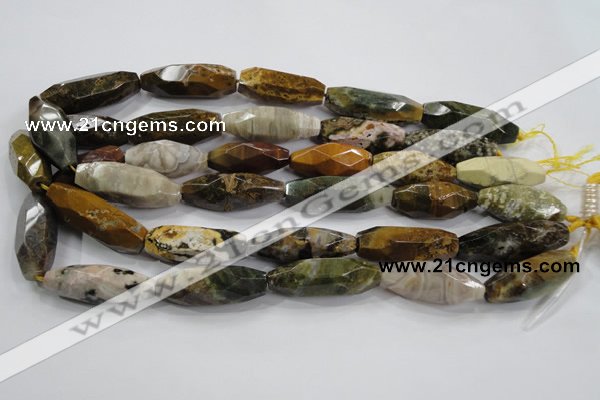 CNG586 15.5 inches 14*33mm faceted nuggets ocean agate beads