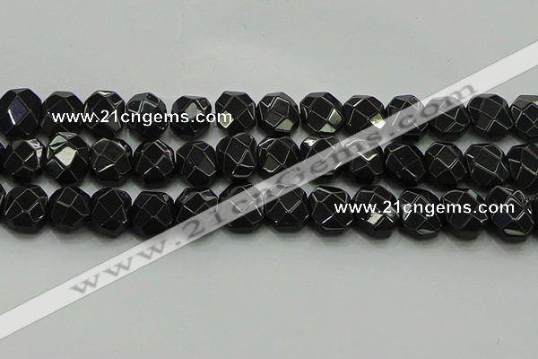 CNG5864 15.5 inches 8*12mm - 12*16mm faceted freeform black agate beads