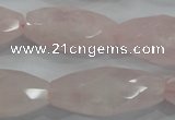 CNG587 15.5 inches 15*33mm faceted nuggets rose quartz beads