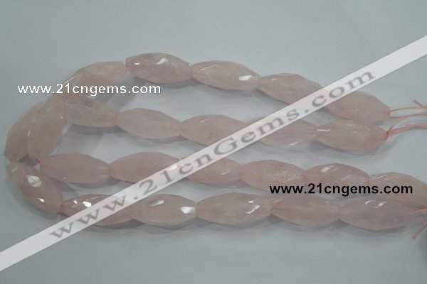 CNG587 15.5 inches 15*33mm faceted nuggets rose quartz beads