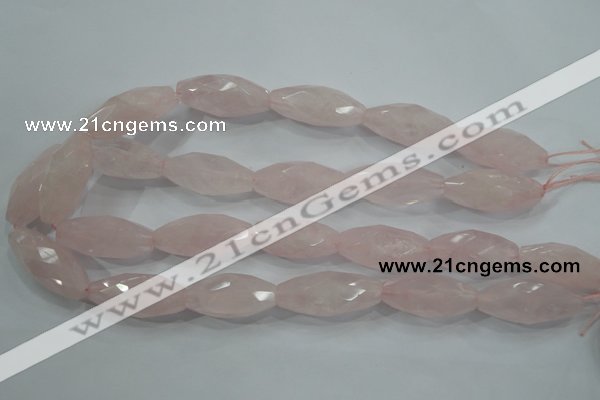 CNG587 15.5 inches 15*33mm faceted nuggets rose quartz beads