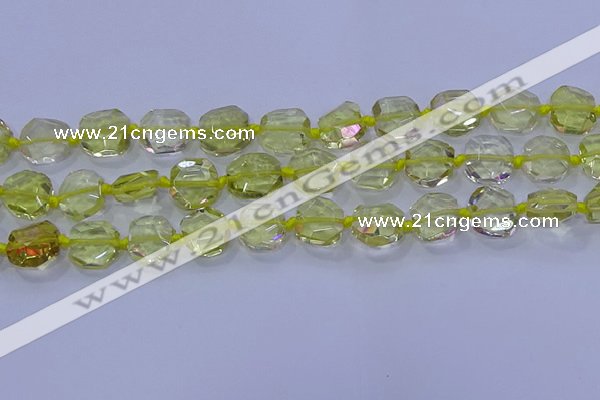 CNG5880 15.5 inches 10*12mm - 10*14mm faceted freeform lemon quartz beads