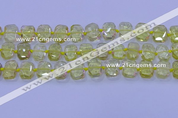 CNG5882 15.5 inches 10*14mm - 12*16mm faceted freeform lemon quartz beads