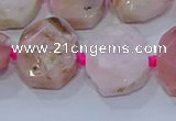 CNG5885 15.5 inches 10*14mm - 12*16mm faceted freeform pink opal beads