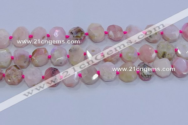 CNG5885 15.5 inches 10*14mm - 12*16mm faceted freeform pink opal beads