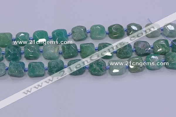 CNG5889 15.5 inches 10*12mm - 10*14mm faceted freeform amazonite beads