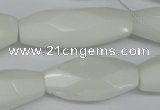 CNG591 12*30mm - 13*32mm faceted rice white porcelain nugget beads