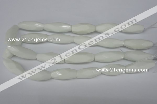 CNG591 12*30mm - 13*32mm faceted rice white porcelain nugget beads