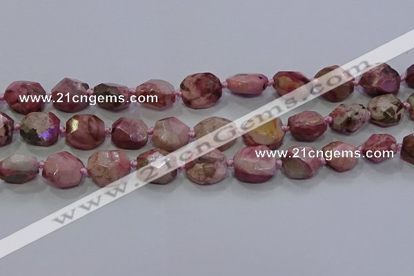 CNG5933 10*12mm - 10*14mm faceted freeform rhodochrosite beads