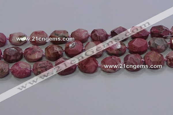 CNG5934 10*14mm - 12*16mm faceted freeform rhodochrosite beads