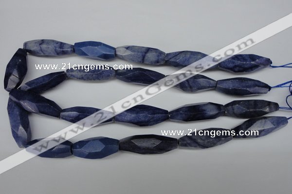 CNG594 11*35mm - 14*38mm faceted rice blue aventurine nugget beads