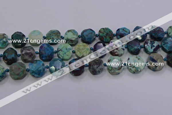 CNG5941 10*14mm - 12*16mm faceted freeform chrysocolla beads