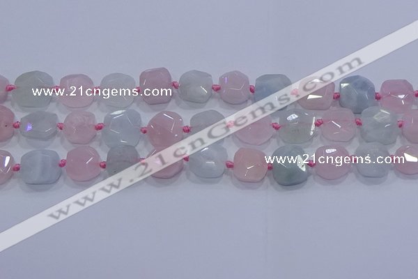 CNG5950 15.5 inches 10*12mm - 10*14mm faceted freeform morganite beads