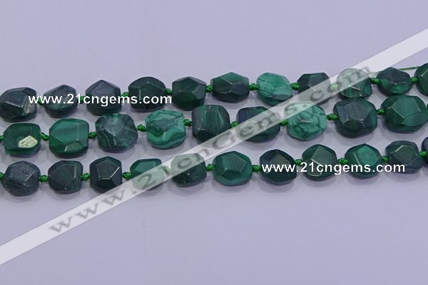 CNG5953 15.5 inches 10*12mm - 10*14mm faceted freeform malachite beads