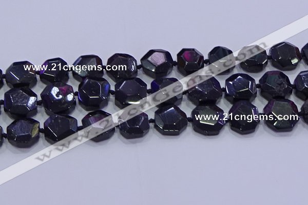 CNG5956 12*16mm - 15*18mm faceted freeform black tourmaline beads