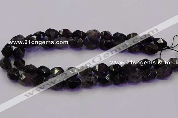 CNG5962 10*14mm - 12*16mm faceted nuggets black rutilated quartz beads