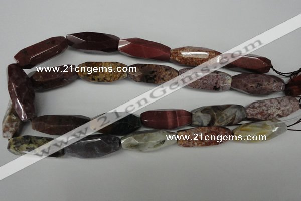 CNG597 14*30mm - 15*40mm faceted rice ocean stone nugget beads