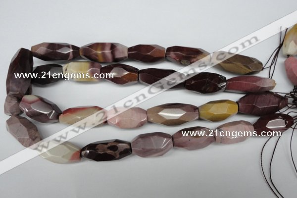 CNG598 12*25mm - 15*36mm faceted rice mookaite nugget beads