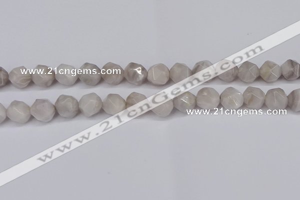 CNG6021 15.5 inches 12mm faceted nuggets grey crazy agate beads