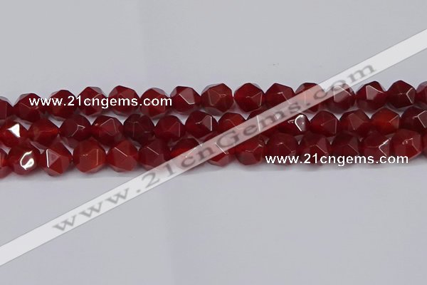 CNG6024 15.5 inches 12mm faceted nuggets red agate beads