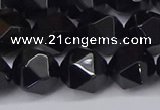 CNG6025 15.5 inches 12mm faceted nuggets black agate beads