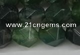 CNG6026 15.5 inches 12mm faceted nuggets moss agate beads