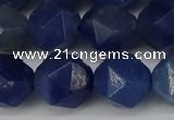 CNG6036 15.5 inches 12mm faceted nuggets blue aventurine beads