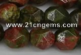 CNG6039 15.5 inches 12mm faceted nuggets unakite gemstone beads