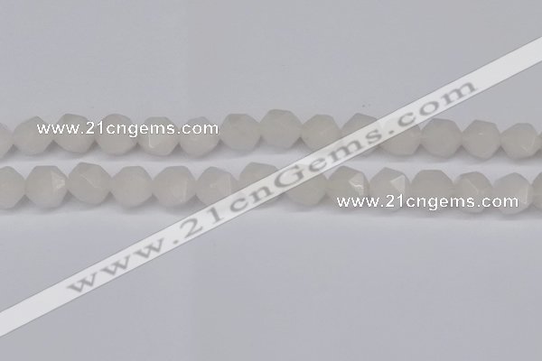 CNG6043 15.5 inches 12mm faceted nuggets white jade beads