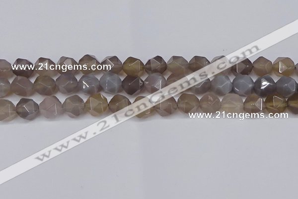 CNG6081 15.5 inches 8mm faceted nuggets grey agate beads