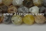 CNG6082 15.5 inches 8mm faceted nuggets silver needle agate beads