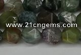 CNG6083 15.5 inches 8mm faceted nuggets moss agate beads