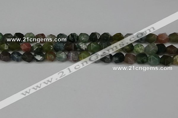 CNG6083 15.5 inches 8mm faceted nuggets moss agate beads