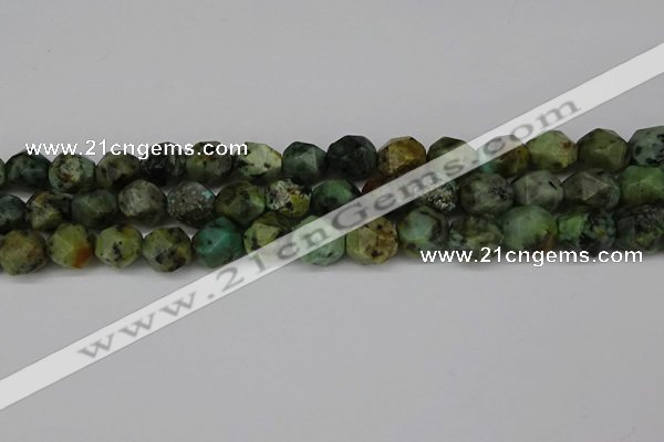 CNG6110 15.5 inches 8mm faceted nuggets African turquoise beads