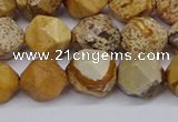 CNG6126 15.5 inches 8mm faceted nuggets picture jasper beads