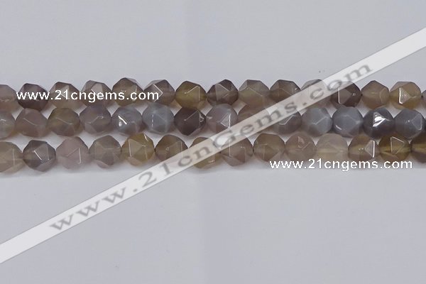 CNG6151 15.5 inches 10mm faceted nuggets grey agate beads