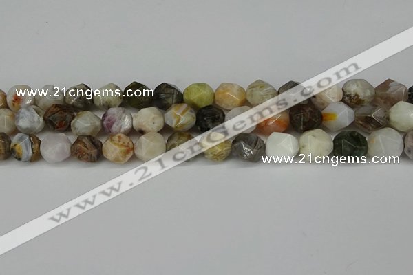 CNG6152 15.5 inches 10mm faceted nuggets silver needle agate beads