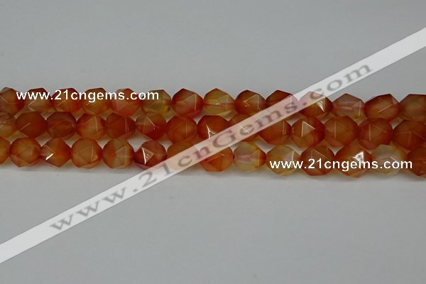 CNG6158 15.5 inches 10mm faceted nuggets red agate beads