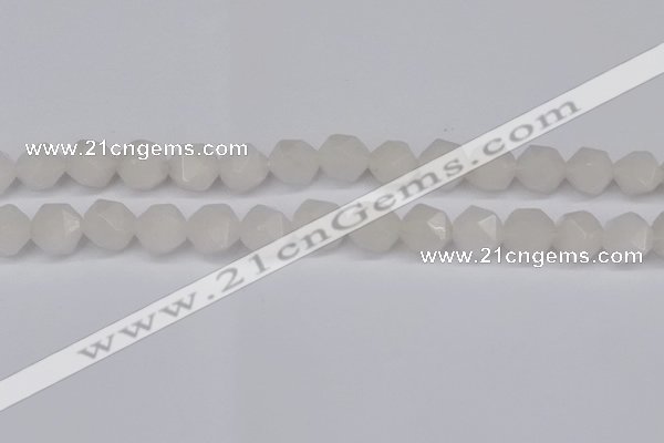 CNG6186 15.5 inches 10mm faceted nuggets white jade beads