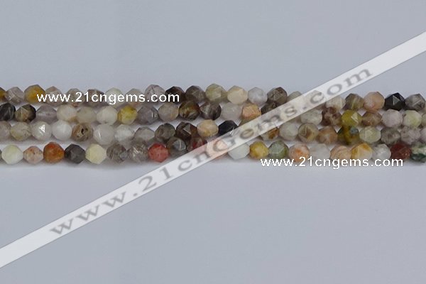 CNG6221 15.5 inches 6mm faceted nuggets silver needle agate beads