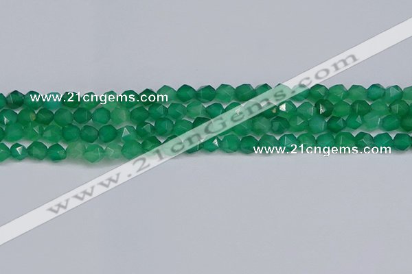 CNG6226 15.5 inches 6mm faceted nuggets green agate beads