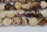 CNG6245 15.5 inches 6mm faceted nuggets zebra jasper beads