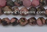 CNG6252 15.5 inches 6mm faceted nuggets rhodonite beads