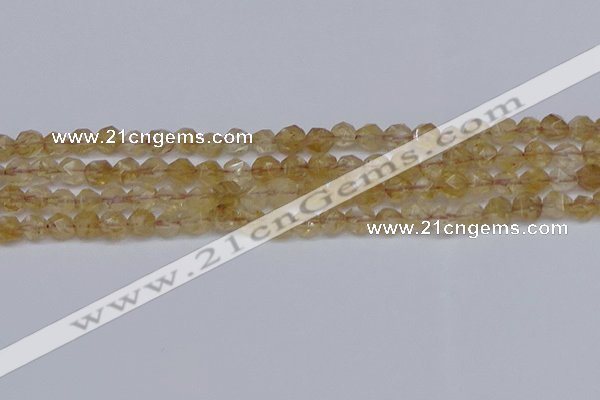 CNG6259 15.5 inches 6mm faceted nuggets coffee cherry quartz beads