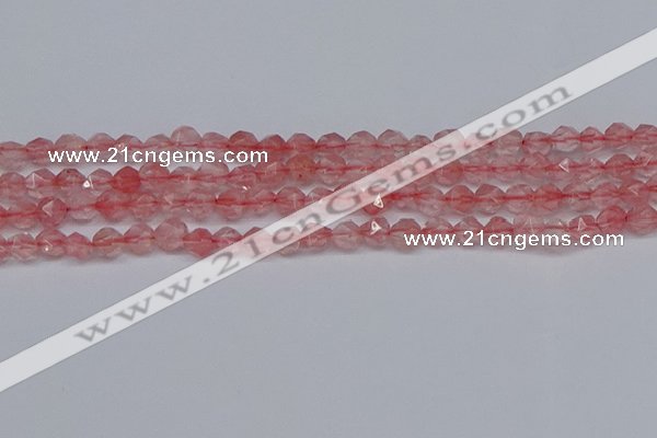 CNG6260 15.5 inches 6mm faceted nuggets cherry quartz beads