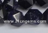 CNG6297 15.5 inches 14mm faceted nuggets blue goldstone beads