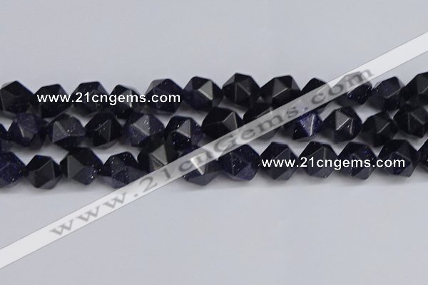 CNG6297 15.5 inches 14mm faceted nuggets blue goldstone beads