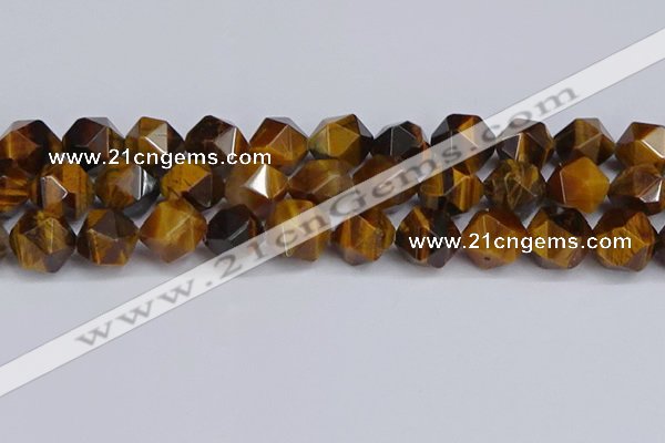 CNG6299 15.5 inches 14mm faceted nuggets yellow tiger eye beads