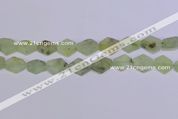 CNG6357 14*18mm - 16*22mm freeform green matte rutilated quartz beads