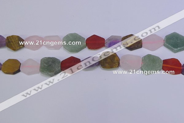 CNG6375 15.5 inches 14*18mm - 16*22mm freeform matte mixed gemstone beads